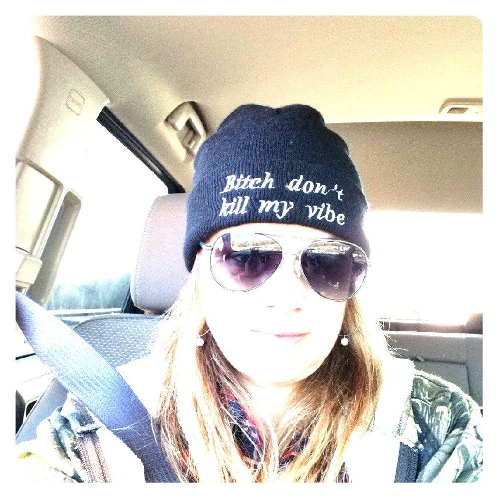 “Bitch don’t kill my vibe” knit toboggan beanie